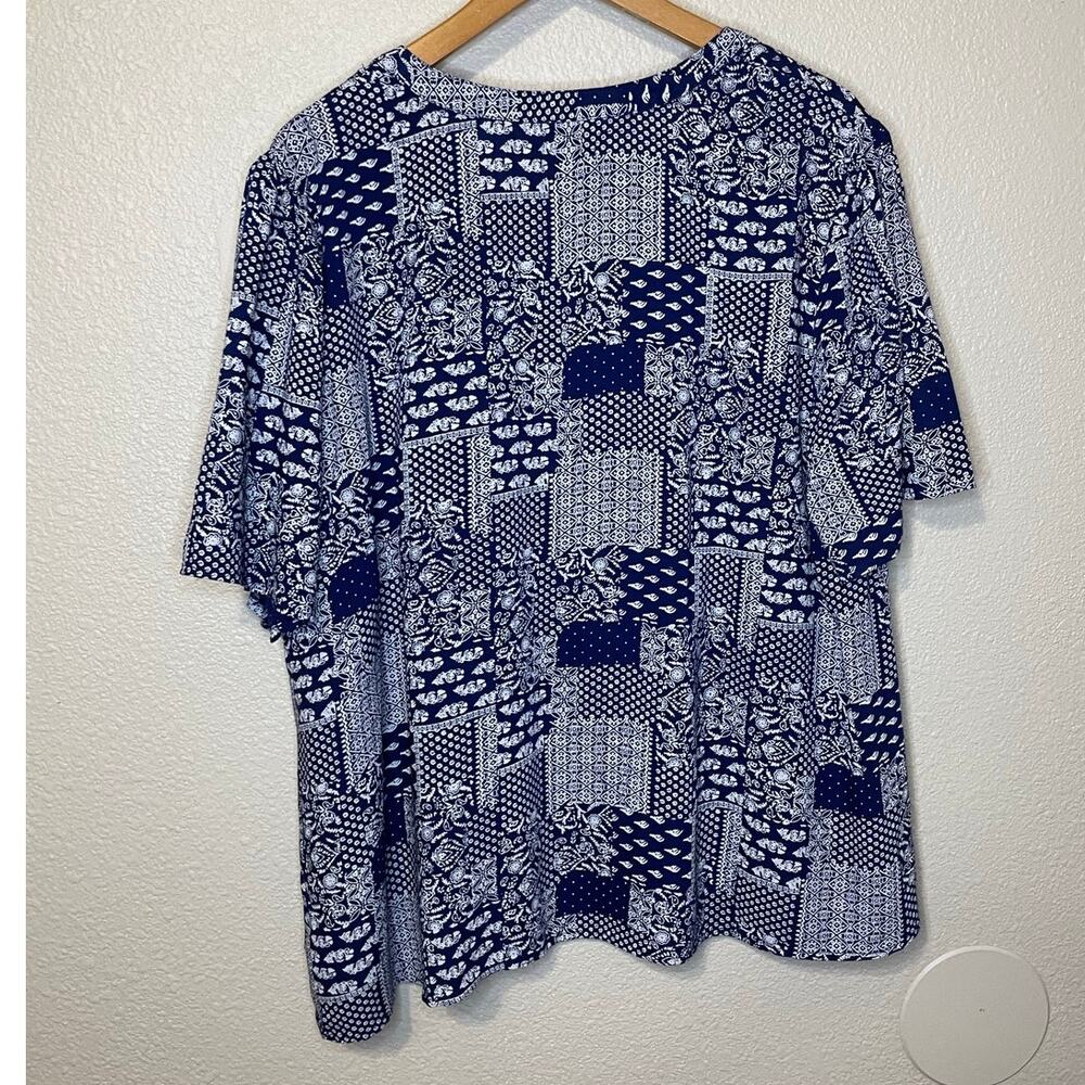 Cafe Marrakesh Blue Western Wear Bandana Print Flutter Sleeve Cottage Top XL - Picture 2 of 9